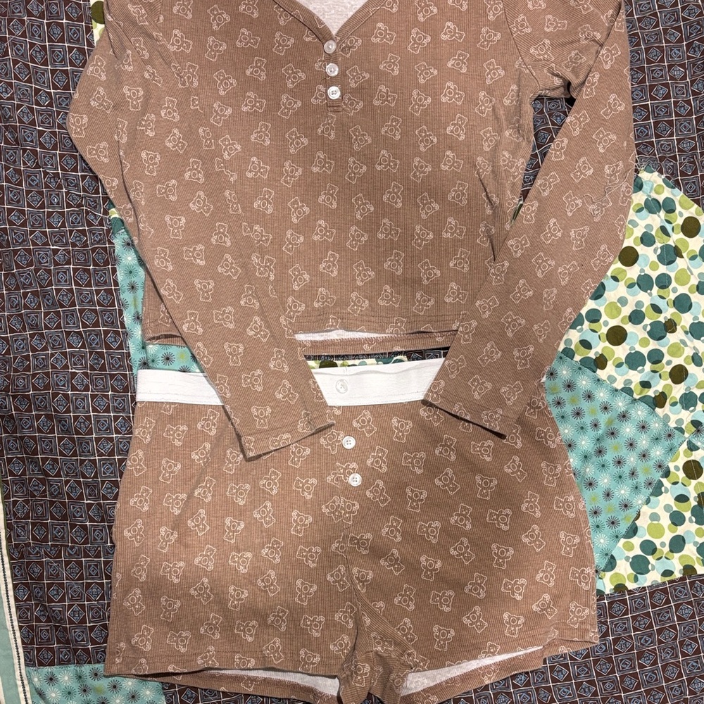 Orange Kiss Light Brown Ribbed Henley Top with Trim